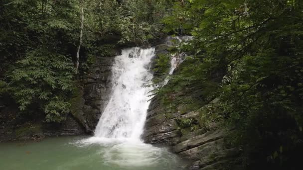 Otroligt Skott Ett Mäktigt Vattenfall Djungeln Costa Rica — Stockvideo