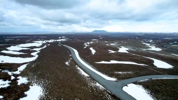 Norra Islands Ringväg Highland Snowy Arctic Road — Stockvideo