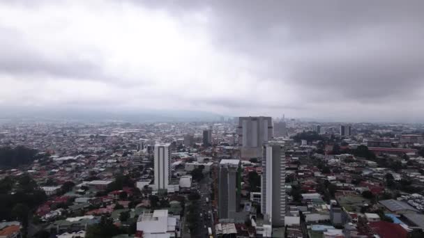 Drone Shot Storm San Jose City Costa Rica Panoramic Aerial — Stock Video