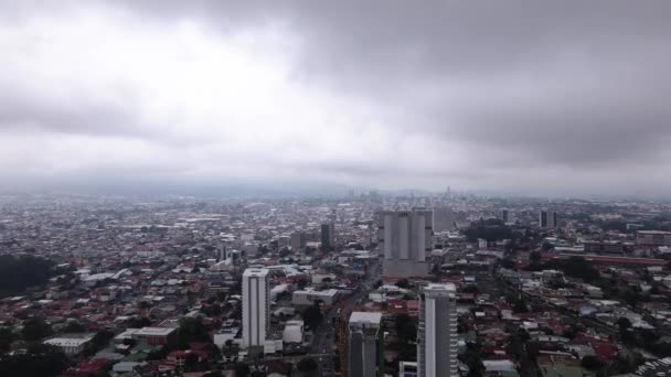 Высотная Воздушная Съемка Небоскребов Сан Хосе Время Шторма Коста Рика — стоковое видео