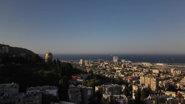 Cidade Portuária Haifa Património Mundial Unesco Vista Monte Carmelo Para — Vídeo de Stock