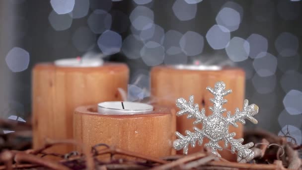 Bougies Allumées Noël Saison Des Fêtes Stock Video — Video