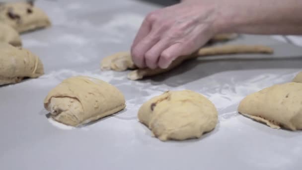 Woman Kitchen Kneading Dough Bread Pizza Stock Video — Stockvideo