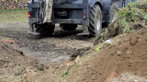 Escavador Escavando Terra Canteiro Obras República Checa — Vídeo de Stock