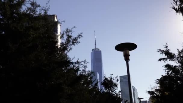 Procházky Central Parku New York City Panorama Věže Během Slunečného — Stock video
