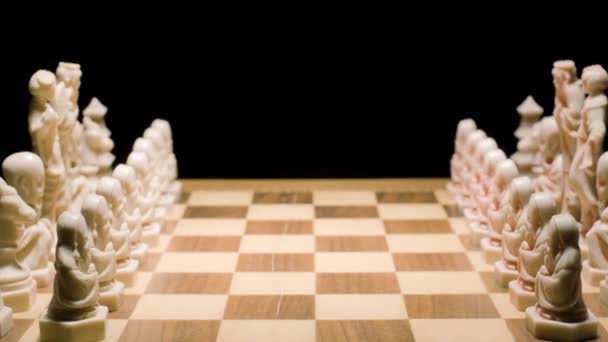 Tracking Zoom Chessboard Hand Playing Pawn Chessboard Game — Stock Video
