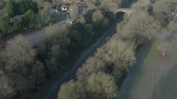 Pont Pierre Chemin Fer Arden Sandstone Shrewley Warwickshire Winter Aerial — Video