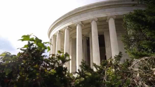 Forma Oval Thomas Jefferson Fachada Edifício Com Colunas Movimento Gimbal — Vídeo de Stock
