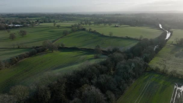 Warwickshire Winter Aerial Landscape Grand Union Canal — Stockvideo