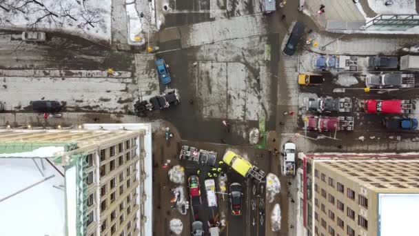 Vista Aérea Directamente Por Encima Del Bloqueo Intersección Bloqueada Centro — Vídeo de stock