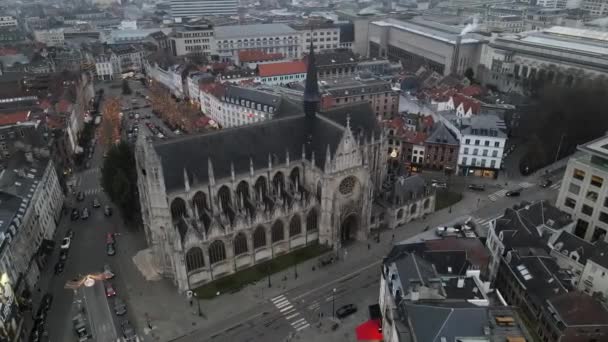 Eglise Notre Dame Victoires Sablon Bruxelles Aérienne — Video