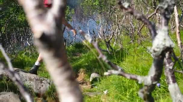 Wanderung Zum Kvalvika Beach Lofoten Norwegen — Stockvideo