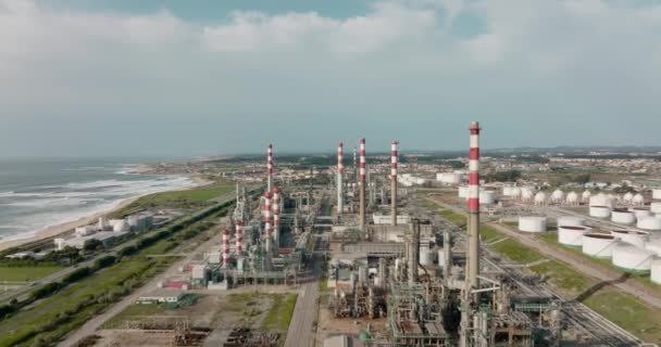 Vista Aérea Sobre Zona Industrial Refinaria Galp Matosinhos Centro Inovação — Vídeo de Stock