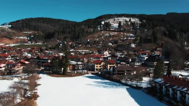 Зимний Беспилотник Деревни Кимзее Бавария Германия — стоковое видео