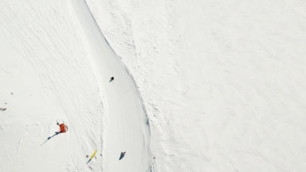 Imagens Drones Várias Pessoas Que Participam Esportes Inverno Sledging Snow — Vídeo de Stock