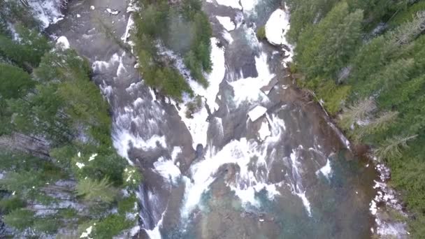ブリティッシュ コロンビア州のホワイトウォーター川の空中冬景色カナダ — ストック動画
