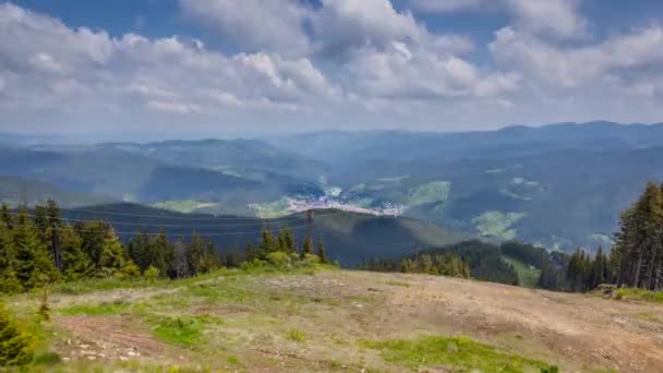 Timelapse Céu Clody Lado Chepelare Nas Montanhas Búlgaras Rhodope — Vídeo de Stock