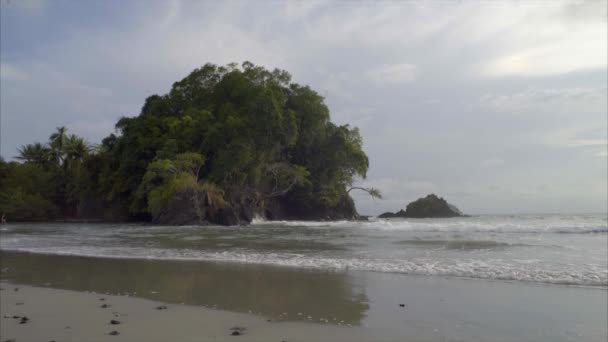 Fale Rozbijają Się Tropikalnej Plaży Kostaryce — Wideo stockowe