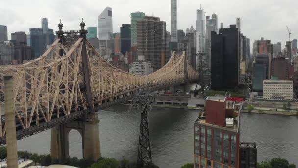 Gündüz Vakti Manhattan Bakan Queensboro Köprüsü Nün Cadde Köprüsü Havadan — Stok video