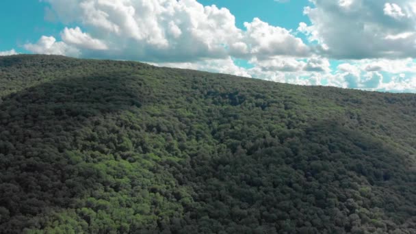 纽约州Catskill山脉的一座山上缓慢的无人驾驶飞机爬升 — 图库视频影像