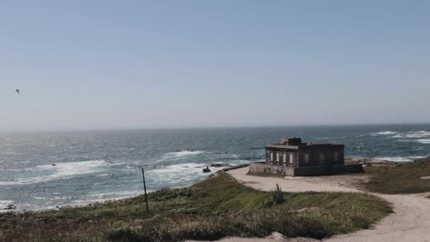 Blick Über Die Galicische Küste Auf Den Ozean Baiona Spanien — Stockvideo