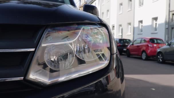 Widok Reflektora Pickupa Odblokowanie Ulicy Miasta Niemczech — Wideo stockowe