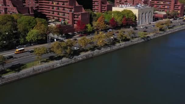 Leichter Drohnen Zoom Des Fdr Drive Harlem Manhattan Nyc Harlem — Stockvideo