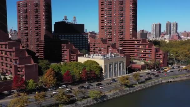 Kurzer Clip Von Fdr Drive Und Wohnhochhäusern Harlem Manhattan Nyc — Stockvideo