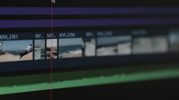 Close Video Editing Software Moving Timeline Mouse Movement — Stok video