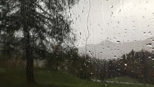 Raindrops Slipping Window — Stock video