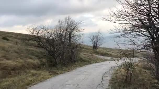 Driving Mountain Road Open View Valley — Stock Video