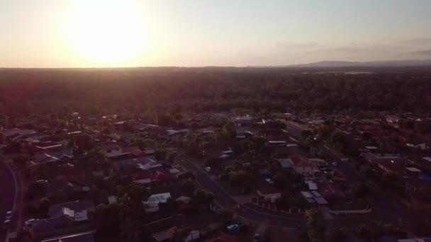 Solnedgång Över Australiska Förorten Algester Brisbane Stad — Stockvideo