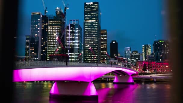 Timelapse Brisbane Cbd Nacht Victoria Bridge — Stockvideo