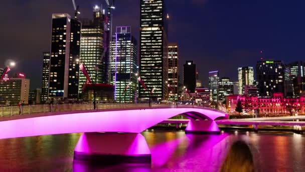 Timelapse Brisbane Cbd Night View Victoria Bridge Australia — Vídeos de Stock