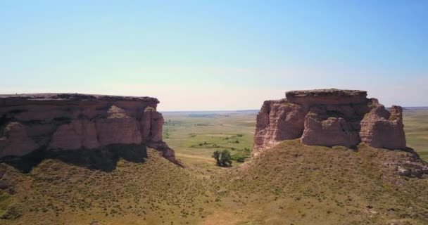 Mucha Lotnicza Między Kamieniami Kierunku Pola Uprawnego Centrum Wyoming — Wideo stockowe