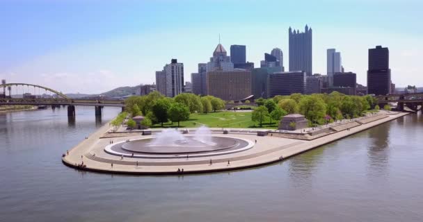 Pittsburgh Pennsylvania Daki Point State Park Insansız Hava Aracı — Stok video