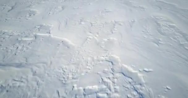 Aerial Flying Endless Field Snow Glacier — Stockvideo