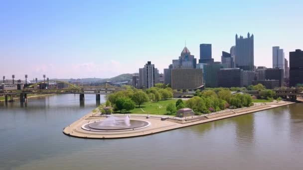 Letecký Snímek Point State Park Pittsburghu Pensylvánii — Stock video
