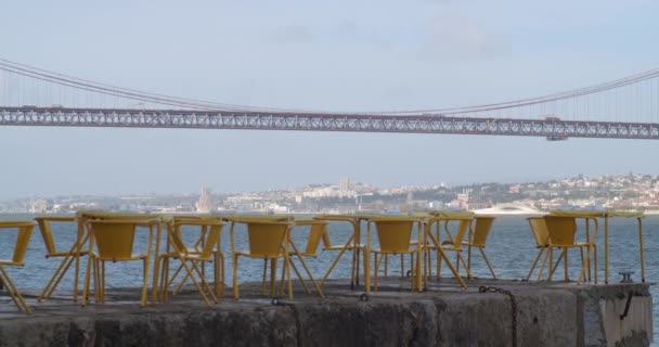 Restaurante Sobre Rio Tejo Portugal Belo Lugar Para Visitar Com — Vídeo de Stock