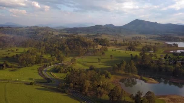 Lake Moogera Panorama Auf Den Grünen Hügeln Queensland Australien — Stockvideo