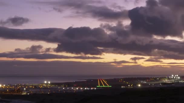 Time Lapse Zoom Out Arrecife Airport Ace San Bartolom Las — Stock Video