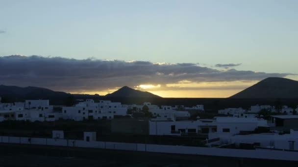 Čas Zapadajícího Slunce Mraky Vesnice Mancha Blanca Kanárské Ostrovy Španělsko — Stock video
