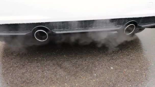 Car Exhaustion Close Lots Smoke — Video Stock