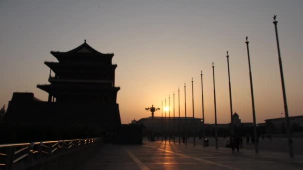 Sun Setting Tiananmen Square Beijing — Video Stock