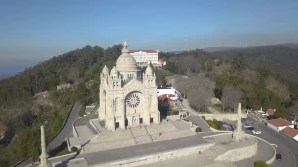 Εναέρια Τοπίο Της Viana Castelo Και Καθεδρικό Ναό Santa Luzia — Αρχείο Βίντεο