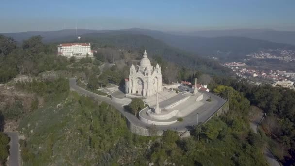 Εναέρια Τοπίο Της Viana Castelo Και Καθεδρικό Ναό Santa Luzia — Αρχείο Βίντεο