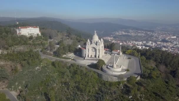 Εναέρια Τοπίο Της Viana Castelo Και Καθεδρικό Ναό Santa Luzia — Αρχείο Βίντεο