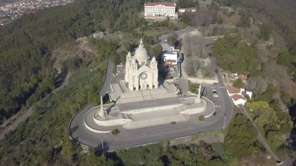 Εναέρια Τοπίο Της Viana Castelo Και Καθεδρικό Ναό Santa Luzia — Αρχείο Βίντεο