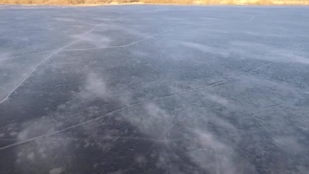 Calm Lake Burtnieks Little Ice High Water Level Spring Aerial — Stockvideo