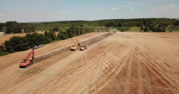 Drone Shot Land Excavation Site Greenhouse Construction Essex County Ontario — Vídeo de stock